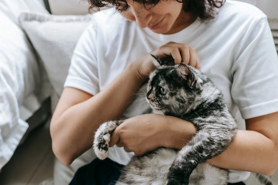 A cat sitting on a windowsill looking away while its owner watches from a distance, illustrating a pet that seems emotionally distant.